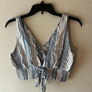 Blue and White stripe Crop Top